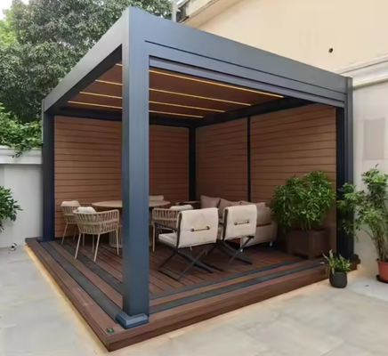 Garden Aluminum Shelter Waterproof Motorized Aluminium Louver Pavilion Gazebo Ultraviolet-proof Custom Aluminium Pergola